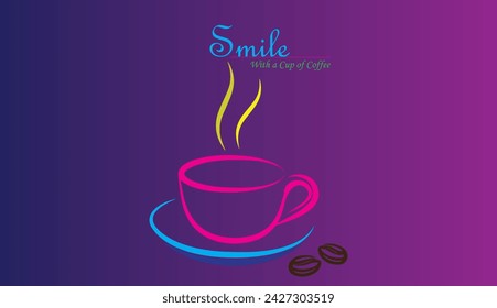 Smile with a cup of coffee Abstract Background Design