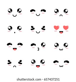 smile cute emoticon emoji set vector illustration