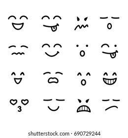 Set Hand Drawn Funny Faces Cute Stock Vector (Royalty Free) 309929369