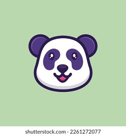 Smile Cute Head Panda Logo