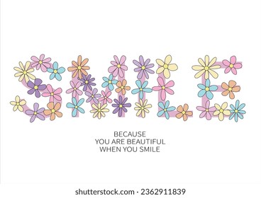 smile daisy flower vector hand drawn