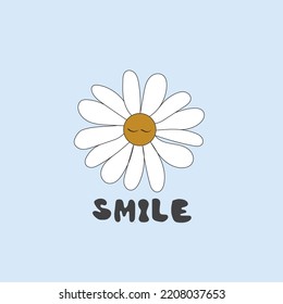 smile daisy flower,vector illustration,white and yellow flower.