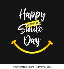 Smile day congrats. Coloured smiling graphic text. Congratulating celebrating isolated template. Bright smiles in minimalist style colorful design. Network smiley funny trendy laughing logotype sketch