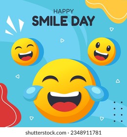 Smile Day Social Media Illustration Flat Cartoon Hand Drawn Templates Background