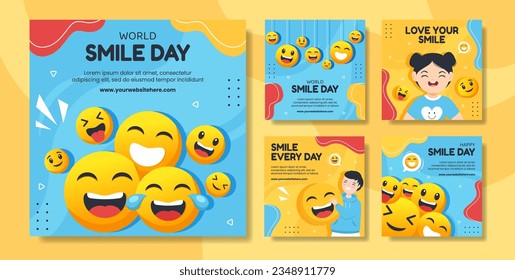 Smile Day Social Media Post Flat Cartoon Hand Drawn Templates Background Illustration