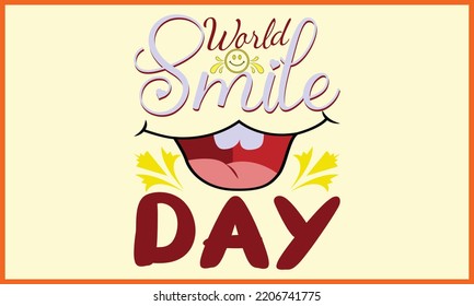 Smile Day t-shirt design, Happy World Smile T-shirt Creative Kids, and Smile Day Theme Vector Illustration.