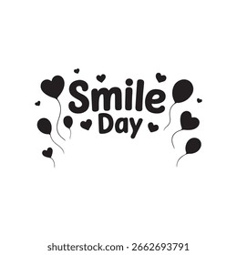 Ilustración vectorial de la silueta de la tipografía del día de la sonrisa