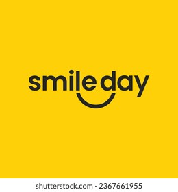 Smile Day Vector Template Design Illustration. Smile day greeting card lettering design with smile sign. Happiness, laughter, fun, joy logo