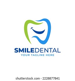 Smile Dental Icon. smiling tooth illustration for Dentist Logo Design Vector