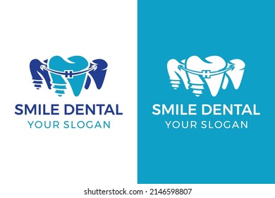 Smile Dental Logo, Family Dental Logo, Tooth Teeth Smile Dentist Logo, Dental Clinic Logotype Concept Icon