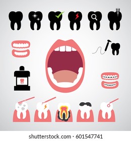 smile dental vector icon set 