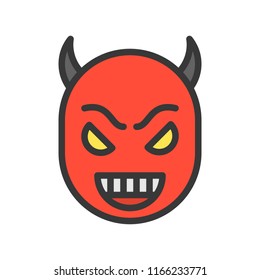 smile devil face, halloween character editable stroke