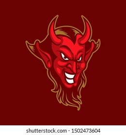 Smile Devil Mascot Logo Vector Illustration for Sport and Esport Team - Vector