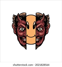 smile of the devil tattoo vector design