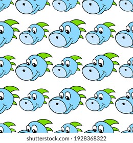 smile dinosaur happy seamless pattern textile print. Great for summer vintage fabric, scrapbooking, wallpaper, giftwrap. repeat pattern background design