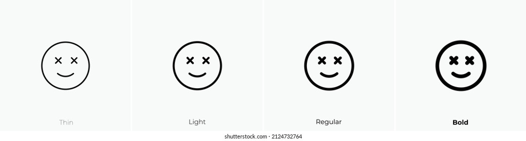 smile dizzy icon. Thin, Light Regular And Bold style design isolated on white background