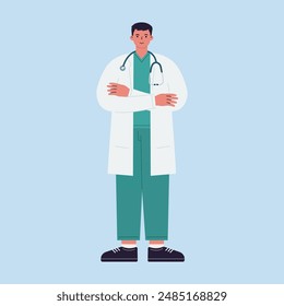 Smile doctor uniform flat design vector