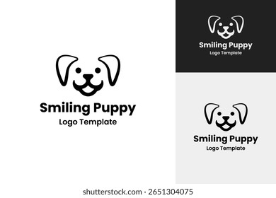 Smile dog or cute pet logo design vector symbol illustration