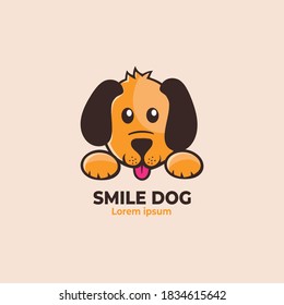 Smile Dog Face Logo. Cute dog head cartoon. Vector illustration