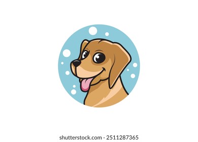 smile dog head logo vector