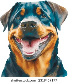 Smile dog Watercolor animal art