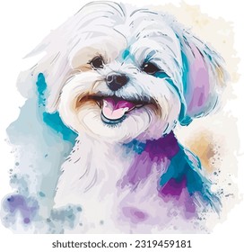 Smile dog Watercolor animal art