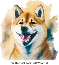 Smile dog Watercolor animal art