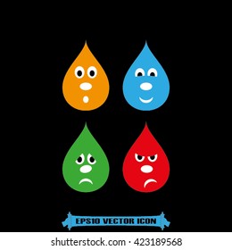 smile drops set icon vector