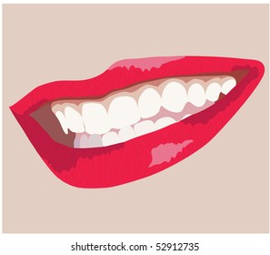 A smile from ear to ear. Vector illustration.