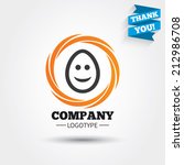 Smile Easter egg face sign icon. Happy smiley chat symbol. Business abstract circle logo. Logotype with Thank you ribbon. Vector