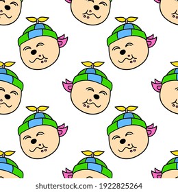 sonrisa que se come a los niños con estampado textil sin fisuras. Ideal para la tela vintage de verano, la reserva de chatarra, el papel pintado, el giftwrap. diseño de fondo de patrón de repetición