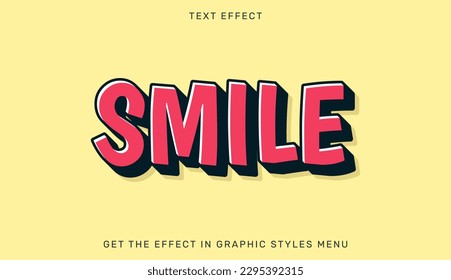 Smile editable text effect in 3d style. Suitable for brand or business logos