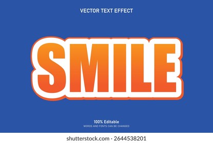 Smile editable text effect, editable text 3d style