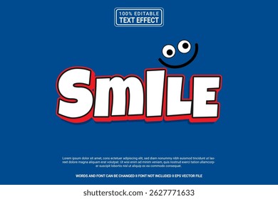 Smile Editable Vector 3D Text Effect – cartoon and modern typography for poster, branding, social media