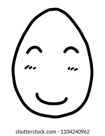 smile egg / cartoon vector and illustration, black and white, hand drawn, sketch style, isolated on white background.