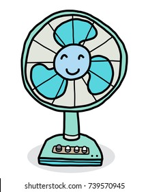 smile electric fan / cartoon vector and illustration, hand drawn style, isolated on white background.