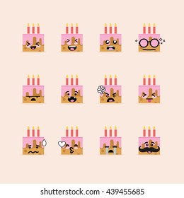 Smile emoji emoticon face in cake with a lot of variation