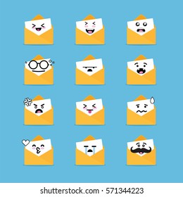 Smile emoji emoticon face in email with a lot of variation