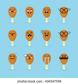 Smile emoji emoticon face in fried chicken with a lot of variation