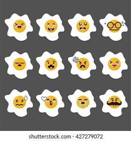 Smile emoji emoticon face in Sunny side up egg with a lot of variation