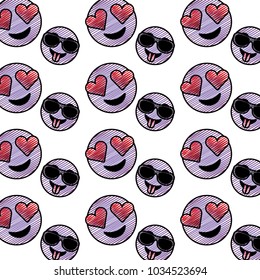 smile emoji faces happy tongue out hearts eyes pattern