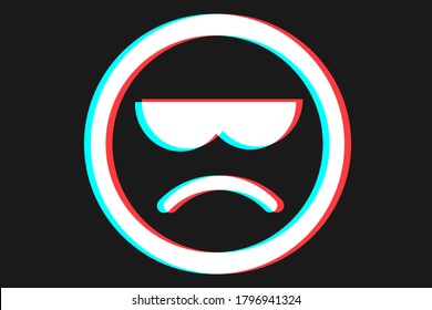 Smile or Emoji icon illustration in blue red and white colors