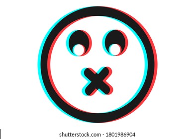 Smile or Emoji icon illustration in blue red and white colors