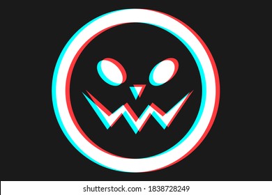 Smile or Emoji icon illustration in blue and red colors for Halloween day