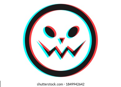 Smile or Emoji icon illustration in blue and red colors for Halloween day