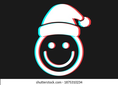 Smile or Emoji icon illustration in blue and red colors for Merry Christmas