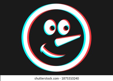 Smile or Emoji icon illustration in blue and red colors for Merry Christmas