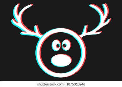 Smile or Emoji icon illustration in blue and red colors for Merry Christmas