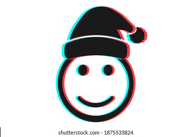 Smile or Emoji icon illustration in blue and red colors for Merry Christmas