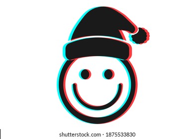 Smile or Emoji icon illustration in blue and red colors for Merry Christmas